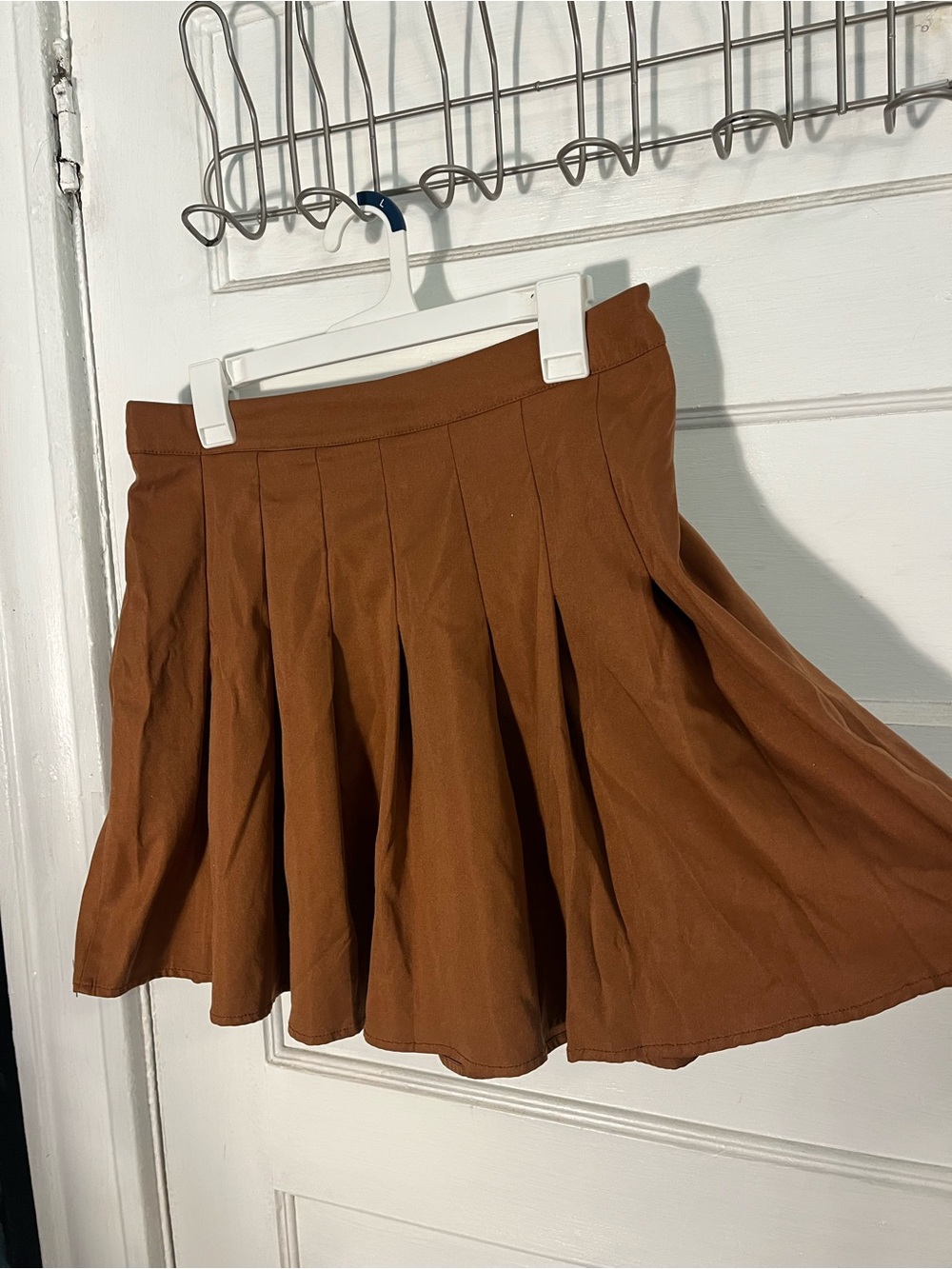 SHEIN Brown Pleated Skater Skirt